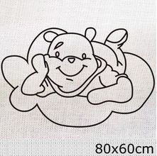 Tecido Algodão Cru Riscado para Ponto Russo 80x60cm - Urso na Nuvem