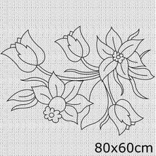 Tecido Algodão Cru Riscado para Ponto Russo 80x60cm - Floral
