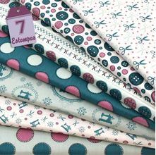Kit de Tecido Costura Azul (30x70) 7 Estampas