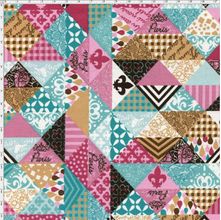 Tecido Estampado para Patchwork - Casa Belém Je t'Aime Vive com Mosaicos Cor 01 (0,50x1,40)