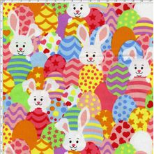 Tecido Estampado para Patchwork - Páscoa Coelhos e Ovos Patchwork Cor 01 (0,50X1,40)