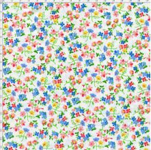 Tecido Estampado para Patchwork - Petits Roses II Floral Fundo Branco com Flores Azul e Rosa (0,50x1,40)