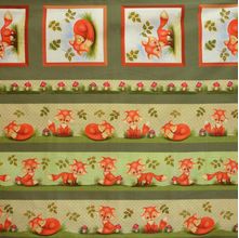 Tecido Estampado para Patchwork - Fox Raposas Verde (0,40x1,40)