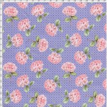 Tecido Estampado para Patchwork - Digital Coleção Bicicletas Hortênsias Fundo Lavanda (0,50x1,40)