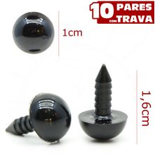 Olho para Amigurumi Círculo Nº 10 Preto - 10 Olhos com Trava