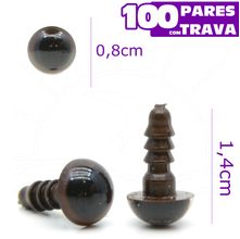 Olho para Amigurumi Círculo Nº 08 Castanho - 100 Olhos com Trava