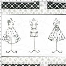 Tecido Estampado para Patchwork - Coleção Manequim Painel Manequim Preto (0,62x1,40)