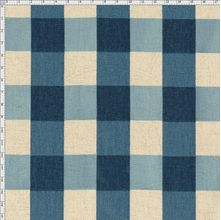 Tecido Blend de Linho para Patchwork - Coeurs Xadrez Azul (0,50x1,40)