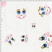 Tecido Estampado para Patchwork - Doll Faces Azul (0,50x1,40)