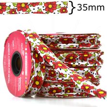 Viés Estampado Largo 24mm 20 metros - Chita Branco com Vermelho