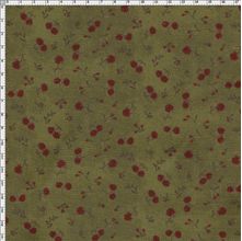 Tecido Estampado para Patchwork - Sunbonnet Rosas Vinho Fundo Verde (0,50x1,40)