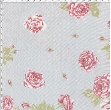 Tecido Estampado para Patchwork - Millyta Shabby Romantic Rosas Grande Cinza Claro (0,50x1,40)