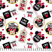 Tecido Estampado para Patchwork - Coleção Disney Minnie Fundo Branco (0,50x1,50)