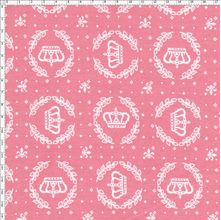 Tecido Estampado para Patchwork - Coroas Rosa Quartzo Cor 1544 (0,50x1,40)