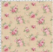 Tecido Estampado para Patchwork - Millyta Shabby Romantic Rosas Pequeno Bege Claro (0,50x1,40)