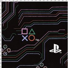 Tecido Estampado para Patchwork - Playstation Circuit Fundo Preto (0,50x1,40)