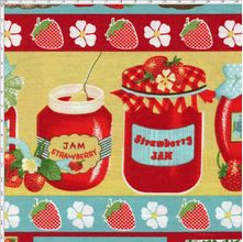 Tecido Estampado para Patchwork - Barrado Cesta de Morangos Cor 2112 (0,50x1,40)