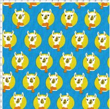 Tecido Estampado para Patchwork - Coleção Lhamas Rosto de Lhama Azul (0,50x1,40)