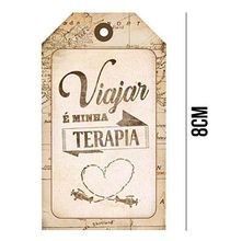 Aplique de MDF e Papel - Viajar é Minha Terapia APM8 - 1065
