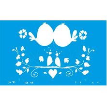 Stencil Litoarte 21 x 34 cm - ST-226 Casal de Passarinhos no Galho