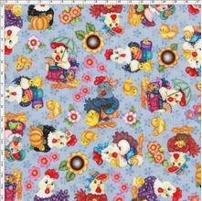 Tecido Estampado para Patchwork - Mundo das Galinhas Cor 01 (0,50x1,40)