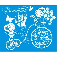 Stencil Litoarte 17 x 21 cm - STM-307 Bicicletas e Cesto De Flores