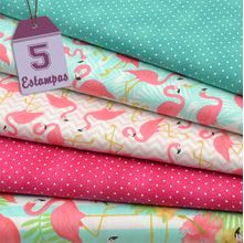 Kit de Tecido Flamingos Tropical (30x70) 5 Estampas