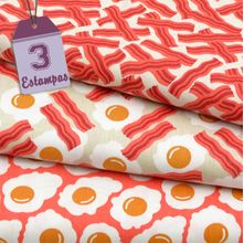 Kit de Tecido Ovos com Bacon (30x70) 3 Estampas