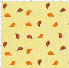 Tecido Estampado para Patchwork -  Roda de Cores Mini Folha Laranja com Poá (0,50x1,40)