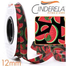 Viés Kitchen Fino 12mm 10 Metros - 371 Melancias Pretas