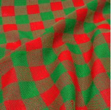 Tecido Juta Estilotex - Xadrez Verde com Vermelho (0,50x1,00)