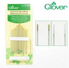 Agulha para Costura Clover Longa Olho Dourado Milliner  nº 03 ao nº 09 - 16 Agulhas