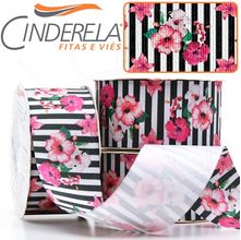 Fita Gorgurão Cinderela nº09 38mm com 10 Metros - Flowers 3