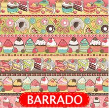 Tecido Estampado para Patchwork - Barrado Confeitaria Cor 2105 (0,50x1,40)