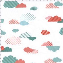 Tecido Estampado para Patchwork - Geo Sky: Nuvens Verde (0,50x1,40)