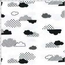 Tecido Estampado para Patchwork - Geo Sky: Nuvens Preto (0,50x1,40)