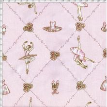 Tecido Estampado para Patchwork - Ballet: Bailarinas com Arabesco (0,50x1,40)