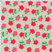 Tecido Estampado para Patchwork - Roses by Mirella Nakata: Rosas Média Cinza (0,50x1,40)