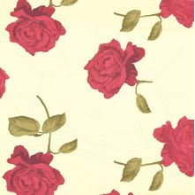 Tecido Estampado para Patchwork - Roses by Mirella Nakata: Rosas Grande Bordô Fundo Bege (0,50x1,40)