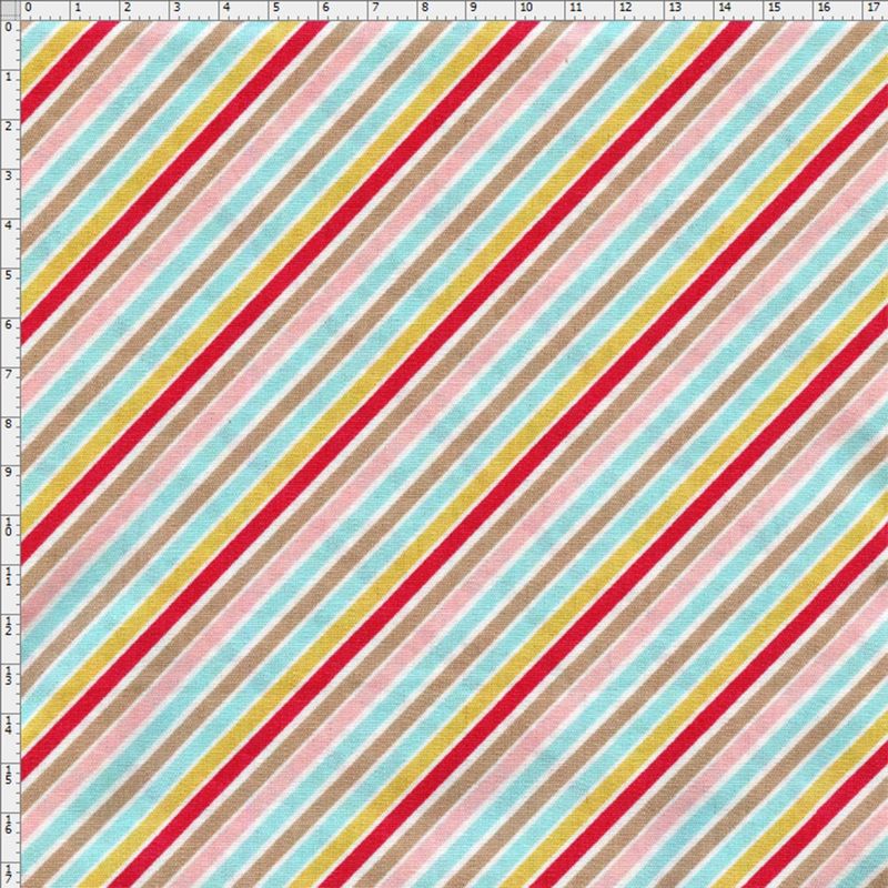 TECIDO ESTAMPADO PARA PATCHWORK - SWEET GARDEN: LISTRADO DIAGONAL COLOR (0,50X1,40)