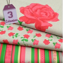 Kit de Tecido Roses by Mirella Nakata: Cinza (30x70) 3 Estampas