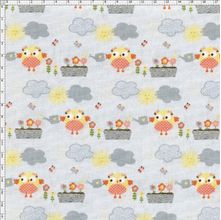 Tecido Estampado para Patchwork - Festa na Floresta: Jardineira Amarelo/Cinza (0,50x1,40)