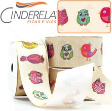 Fita Gorgurão Cinderela nº09 38mm com 10 Metros - Mix Birds