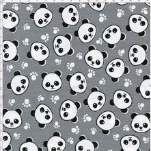 Tecido Estampado para Patchwork - Panda: Panda Com Patas Fundo Cinza (0,50x1,40)