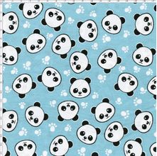 Tecido Estampado para Patchwork - Panda: Panda Com Patas Fundo Azul (0,50x1,40)