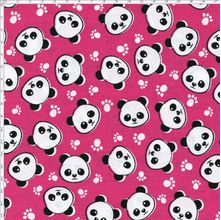 Tecido Estampado para Patchwork - Panda: Panda Com Patas Fundo Pink (0,50x1,40)