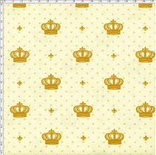 Tecido Estampado para Patchwork - Coroa com Poá Fundo Creme Cor 03 (0,50x1,40)