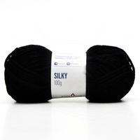 Fio Silky Pingouin 100g - Acrílico e Lã Natural 100 preto