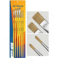 Kit Pincéis para Pintura em Tecido Tigre 6234 - 6 unidades