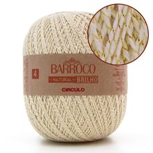 Barbante Barroco Natural Brilho Ouro nº04 700g